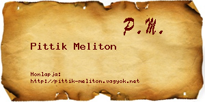 Pittik Meliton névjegykártya